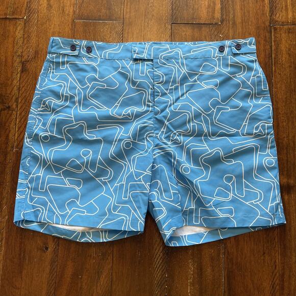 Frescobol Carioca Swim Trunks Mens 36 Abstract Print Long Board Shorts Portugal - Picture 3 of 11